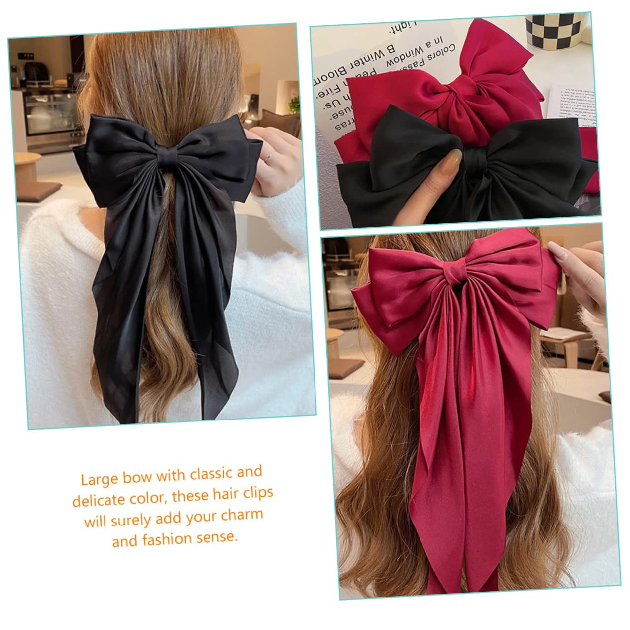 Healeved 8piezas De Pelo Para Mujer Lazo Grande Accesorios De Cabello Para Niñas y Burdeos Clips Resistentes y Elegantes Para Fiestas y Eventos