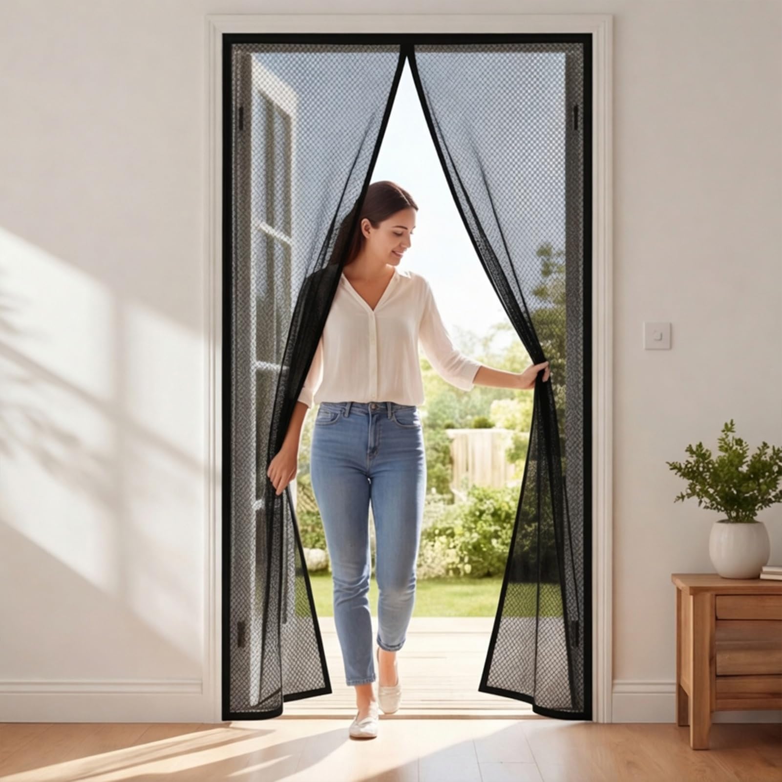Yxrs Black Fly Screens Doors 193 X 286 Cm Frame Hook & Loop Hundreds Of Sizes Duty Door Screen With Powerful Magnets Keeps Bugs Out Easy To Install Without Drilling,
