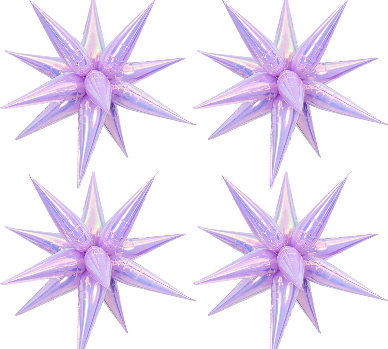 50pcs Iridescent Lilac 26' Water Drop Foil Cone Mylar Balloons Holographic Lilac Star Balloons Explosion Star for Girls Women Birthday Party Wedding