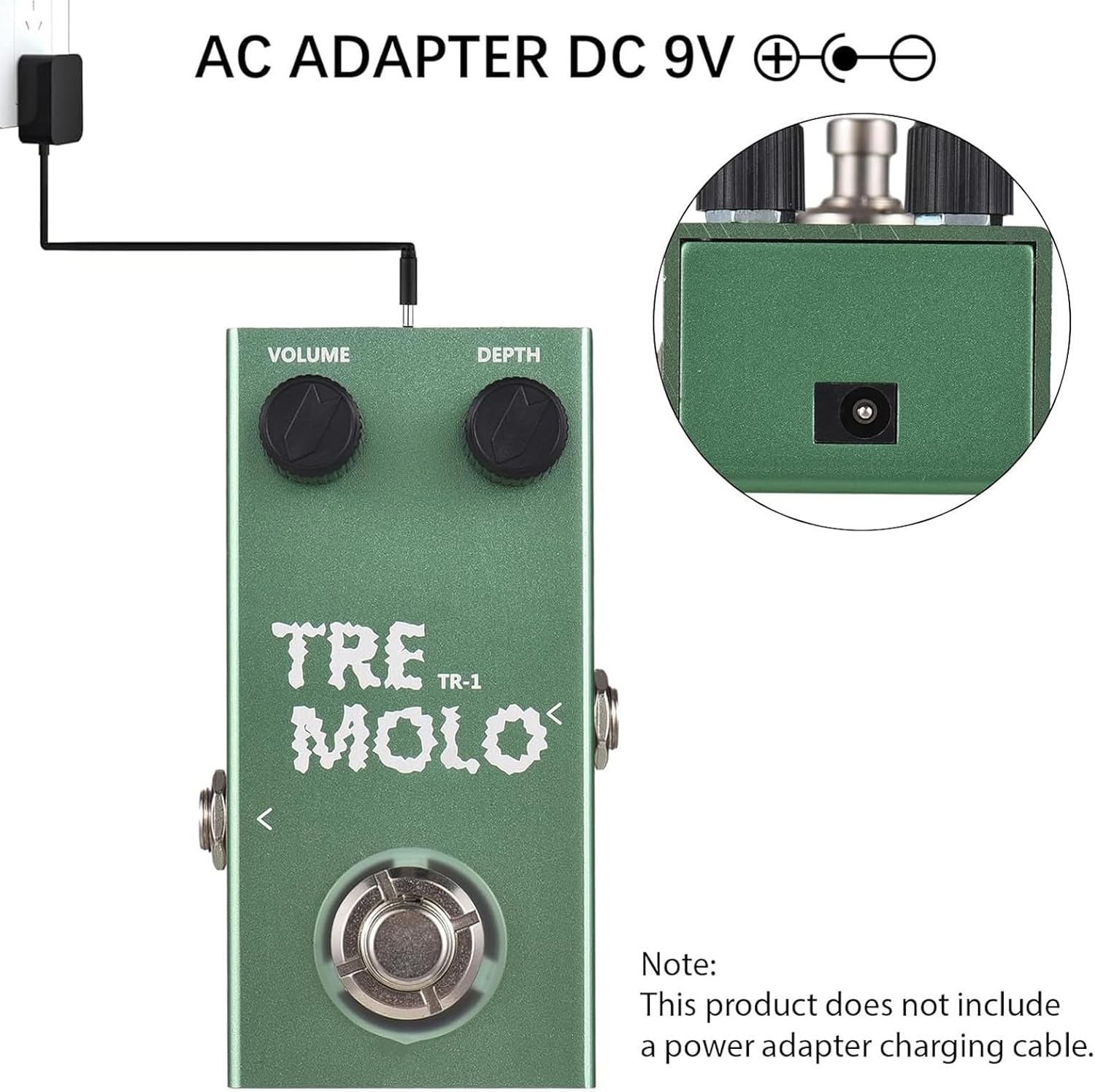 Guitar Effect Pedal, Tremolo Guitar Pedal Analog Tremolo Effect Pedal, Aluminium Alloy Case Tremolo Pedal with 6.35mm Interface for Electric Guitar and Bass True Bypass