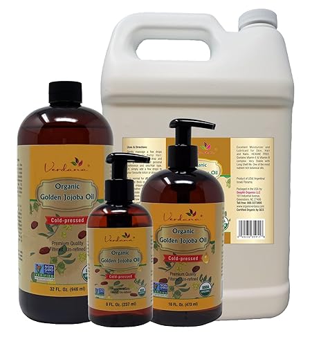 Miniatura 5 de Verdana Aceite de jojoba dorado orgánico certificado por USDA, prensado en frío, sin refinar, 32 onzas líquidas, tamaño a granel - Deepthi Organics
