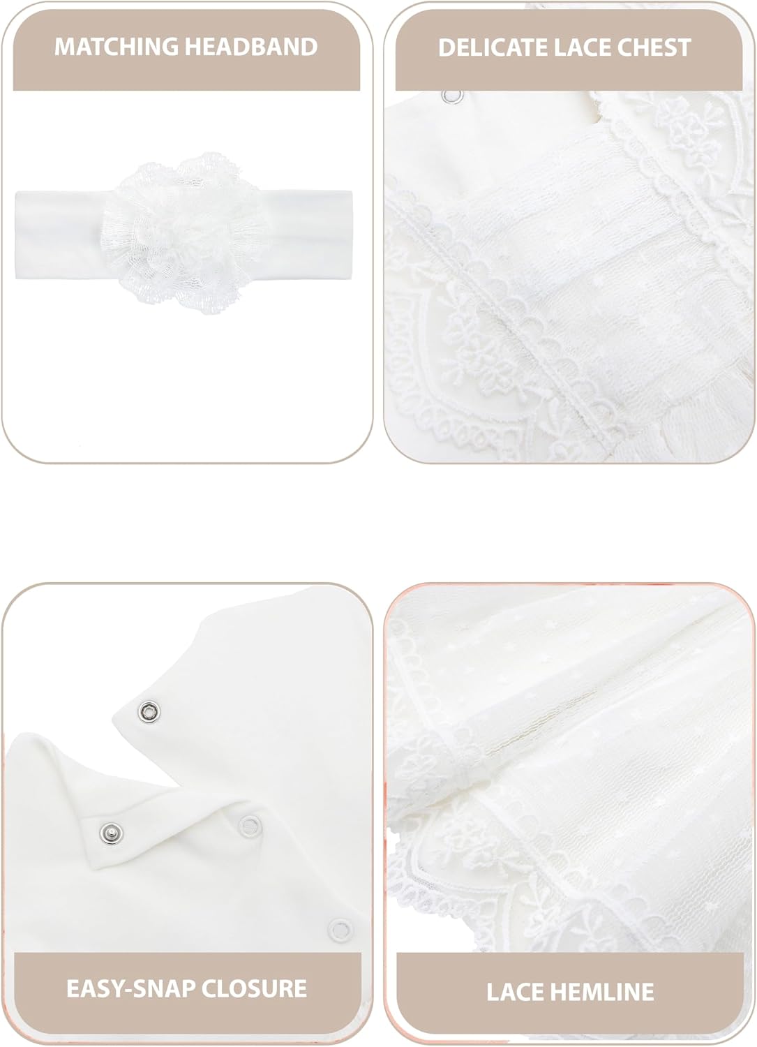 Lilax Baby Girls Lace Baptism Dress Christening with Matching Headband