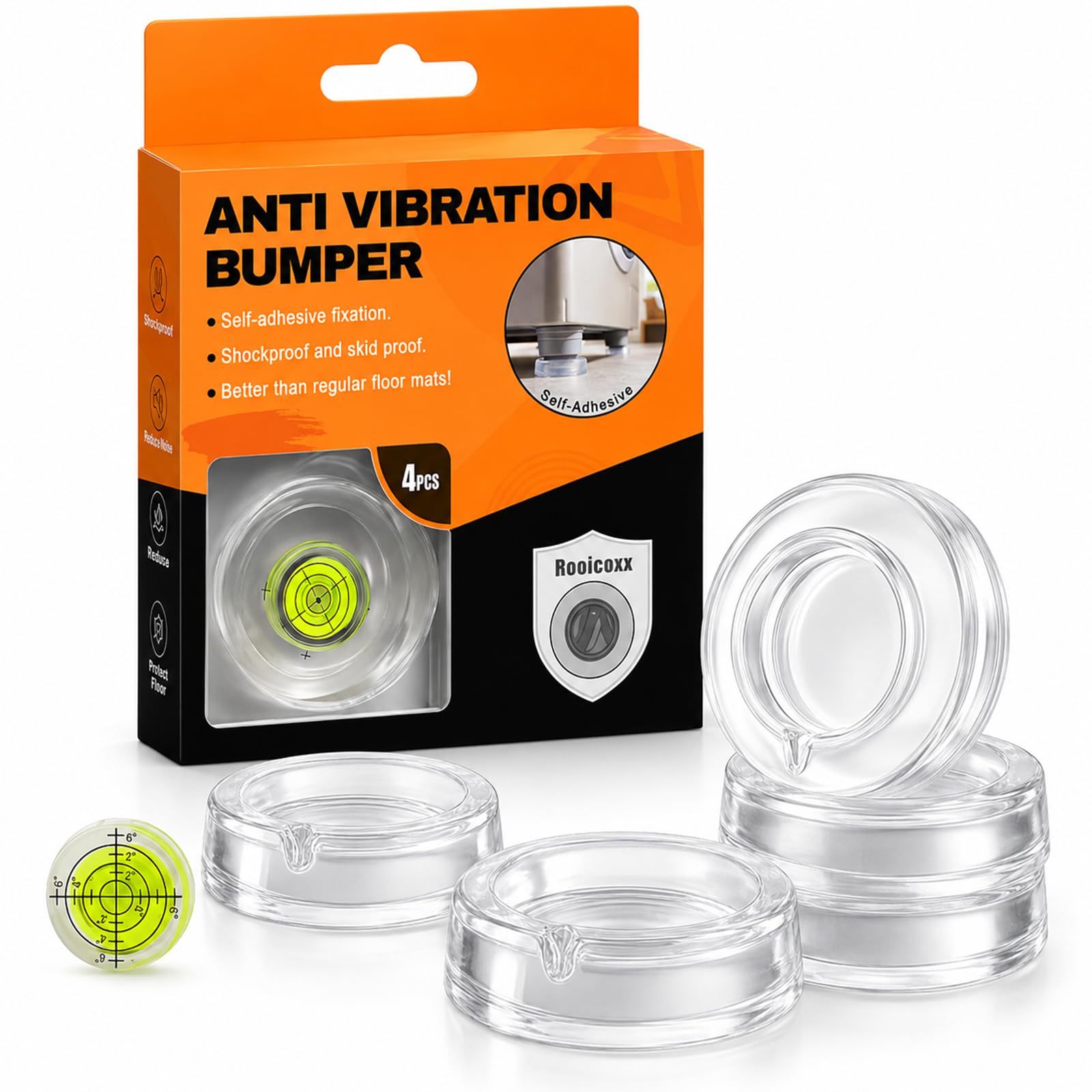 Washer Anti Vibration Pads, Clear Non Slip Stabilizers, 4 Pack