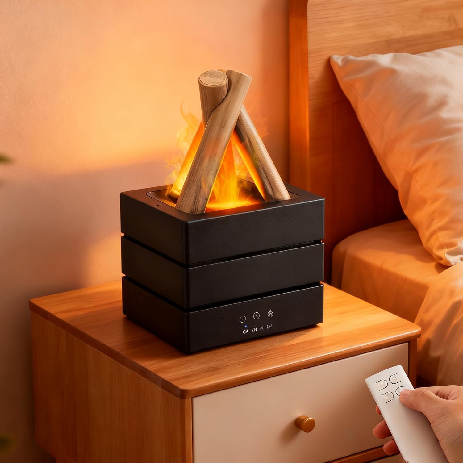 3D Flame Essential Oil Diffuser, Fireplace Flame Light Humidifier with ...