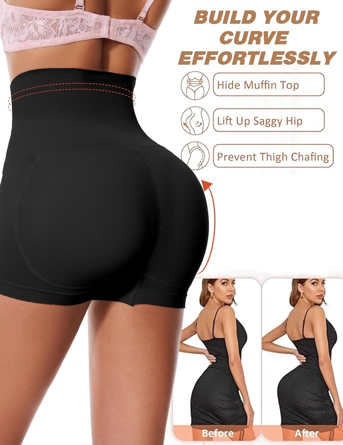 Tummy Control High Waist Butt Lifter Panties Padded Underwear for Women Hip Enahncer Body Shaper Boyshort - Image 3