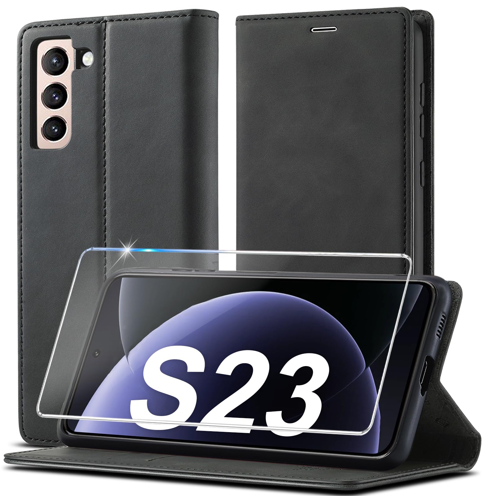 Ailicici Handyhülle für Samsung Galaxy S21/S22/S23/S24/S25/S26/S26 Plus/S26 Ultra/S25 FE, Leder Flip Wallet Case mit Schutzhülle, Klappbar