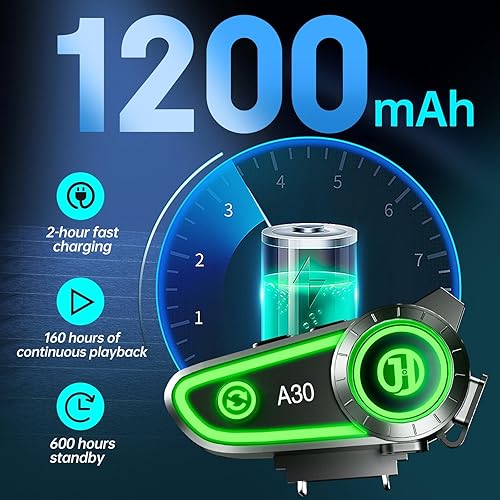 Miniatura 3 de Auriculares Bluetooth para Motocicleta con Cancelación de Ruido, Casco Bluetooth con Bluetooth 5.3 Integrado y Adecuado para la Mayoría de Cascos,