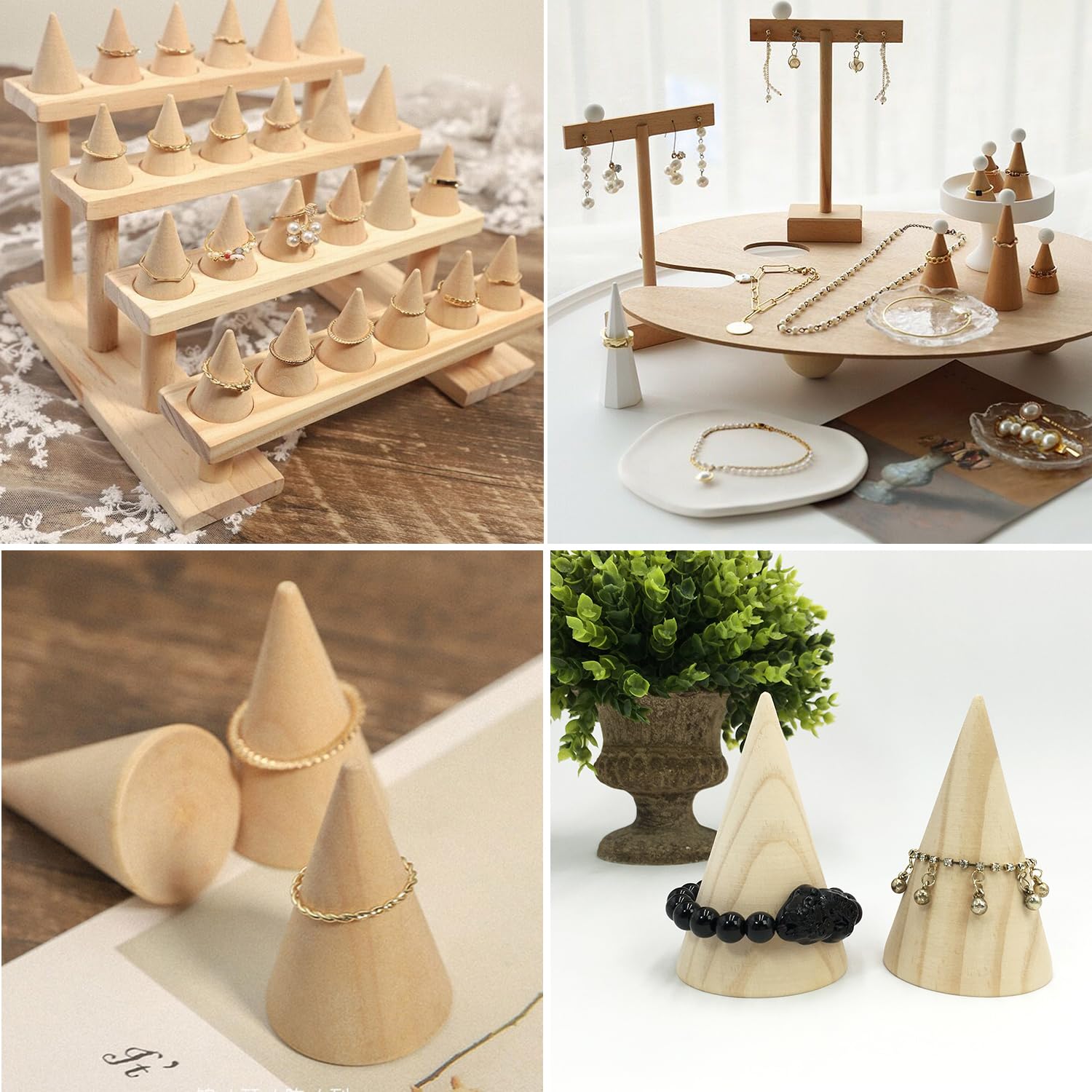 Amazon｜VTEERY(みさ) リングスタンド 【5個セット】天然木 指輪