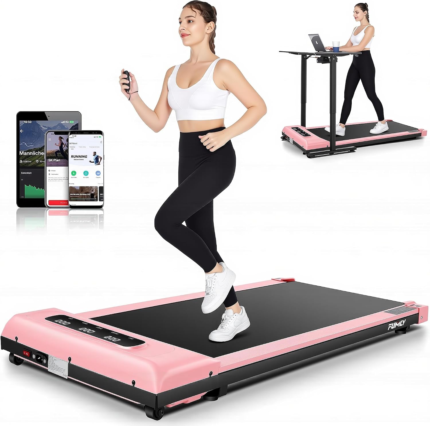 Walking Pad Treadmill, Funmily 2.5hp Under Desk Treadmill for Home/Office, 2026 Upgrade 3-in-1 Portable Treadmills with App, Remote Control, LED Display, 300 Lb Capacity