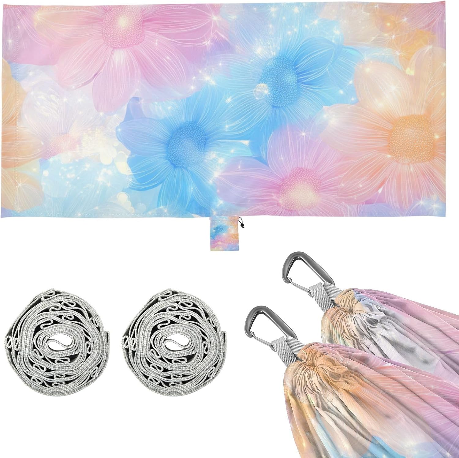 Beautiful Flowers Hammocks for Camping with Tree Straps Cloth Hammock for Camping & Hiking Essential