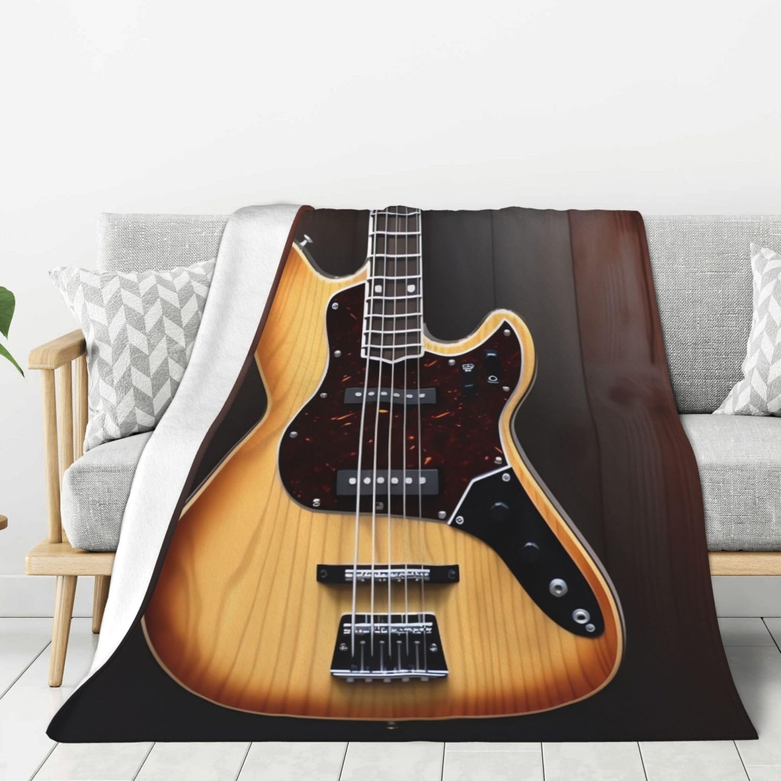Guitar Musical Instrument Throw Blanket Plush Flannel Fleece Blanket, Soft Lightweight Cozy Blankets 50"X40" for Bed Couch Sofa Travel