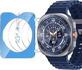 4 PCS Displayschutz für Samsung Galaxy Watch Ultra 47mm(2025/2024) für Panzerglas, 9H Härte Schutzfolie mit Positionierhilfe für Installation, HD Anti-Kratz Displayschutzfolie Glas Film