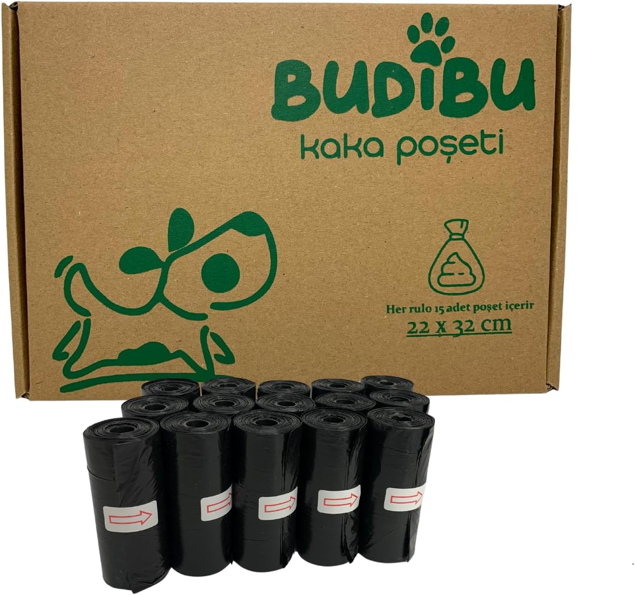 Kedi Köpek Kaka Poşeti Evcil Hayvan Dışkı Kaka Torbası 15 Rulo (225 Poşet) (Siyah)