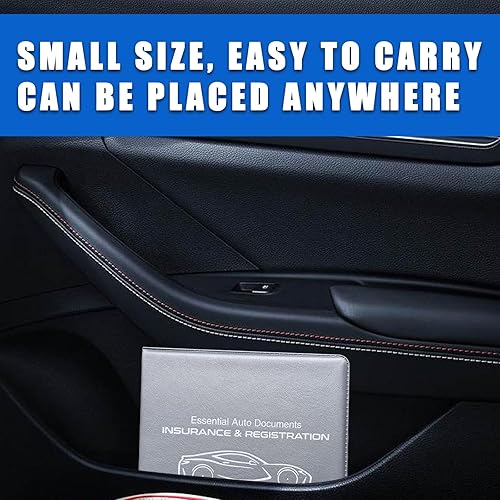 Miniatura 6 de Ziciner Soporte para seguro de registro de automóvil, paquete de 2 organizadores esenciales para documentos de tarjetas de automóvil con cierre de