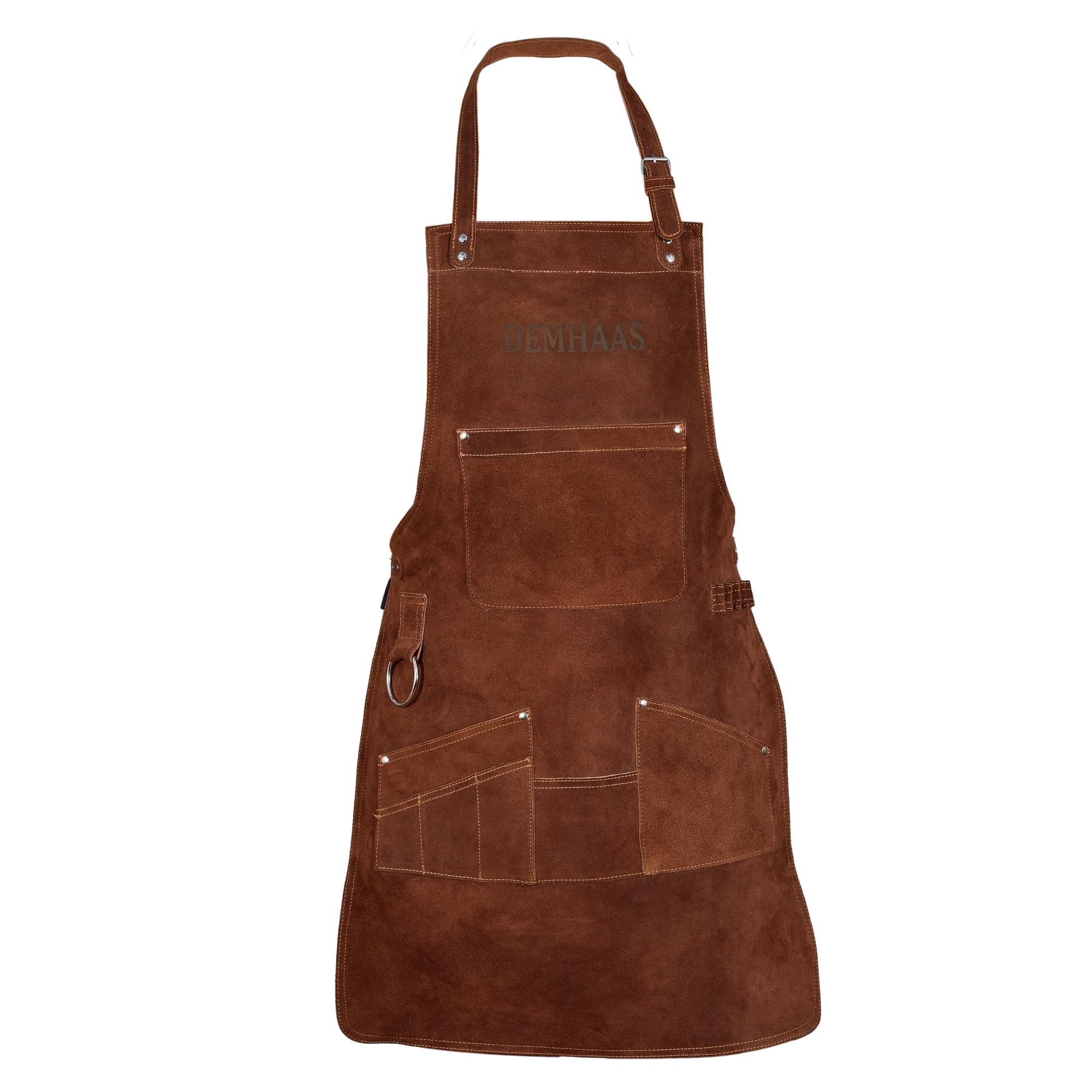 Premium Wildleder-Grillschürze mit Innenfutter – Handgefertigte BBQ-Lederschürze für Männer & Frauen | Weiches Rindsleder, Taschen & Halterungen