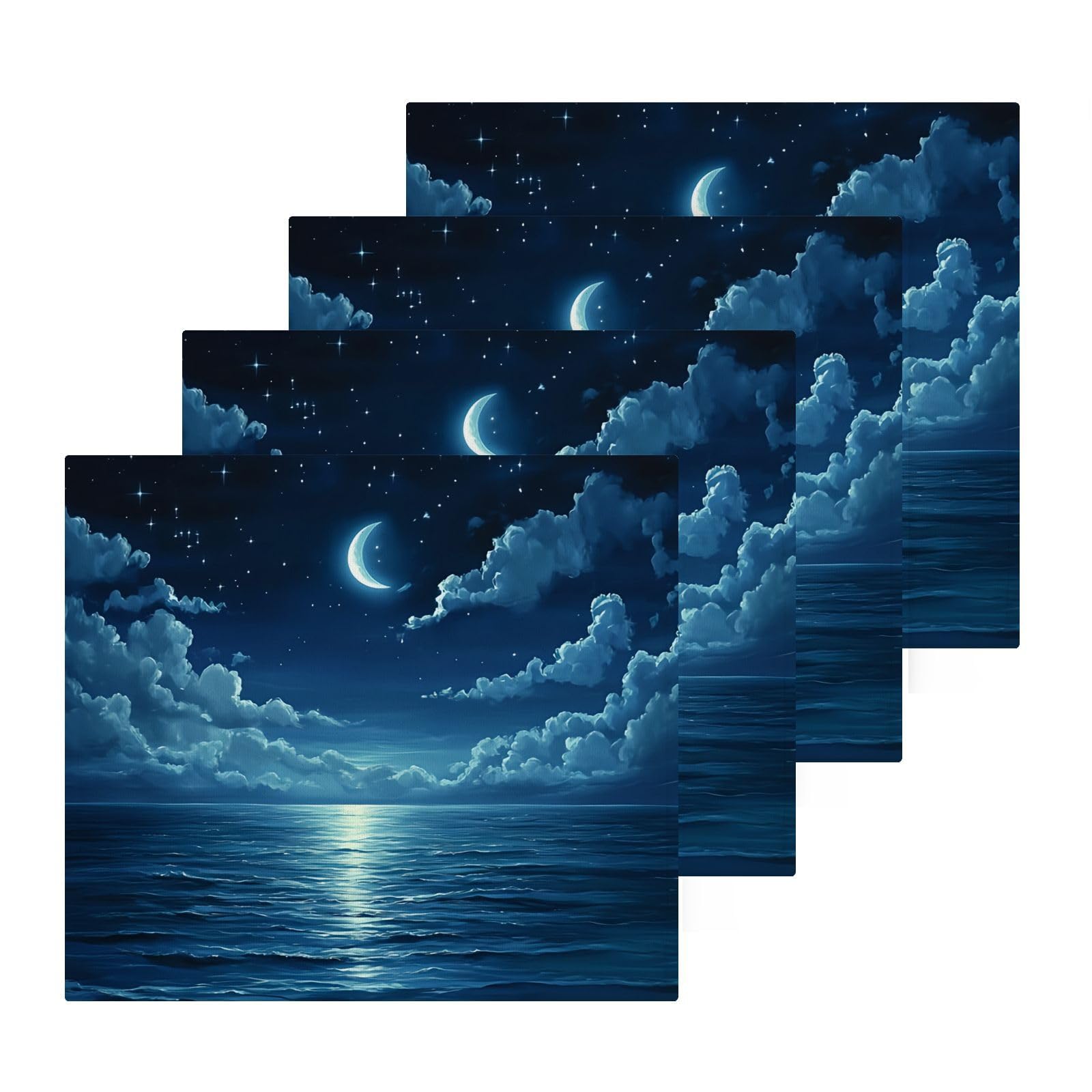 PaChyLuu 2 Pack Serene Night Sky Scene Cotton Washcloths Highly Absorbent Face Cloth Reusable Body Towels, Gentle for Sensitive Skin, 12 x 12 Inch