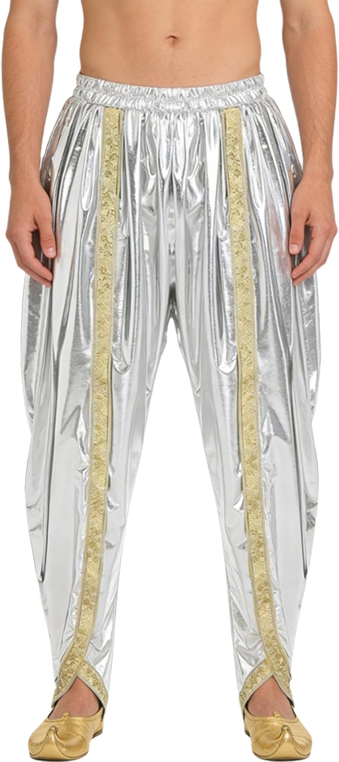 Jelory Men's Dhoti Trousers Metallic Shining Boho Traditional Belly Dance Costume Belly Dancer