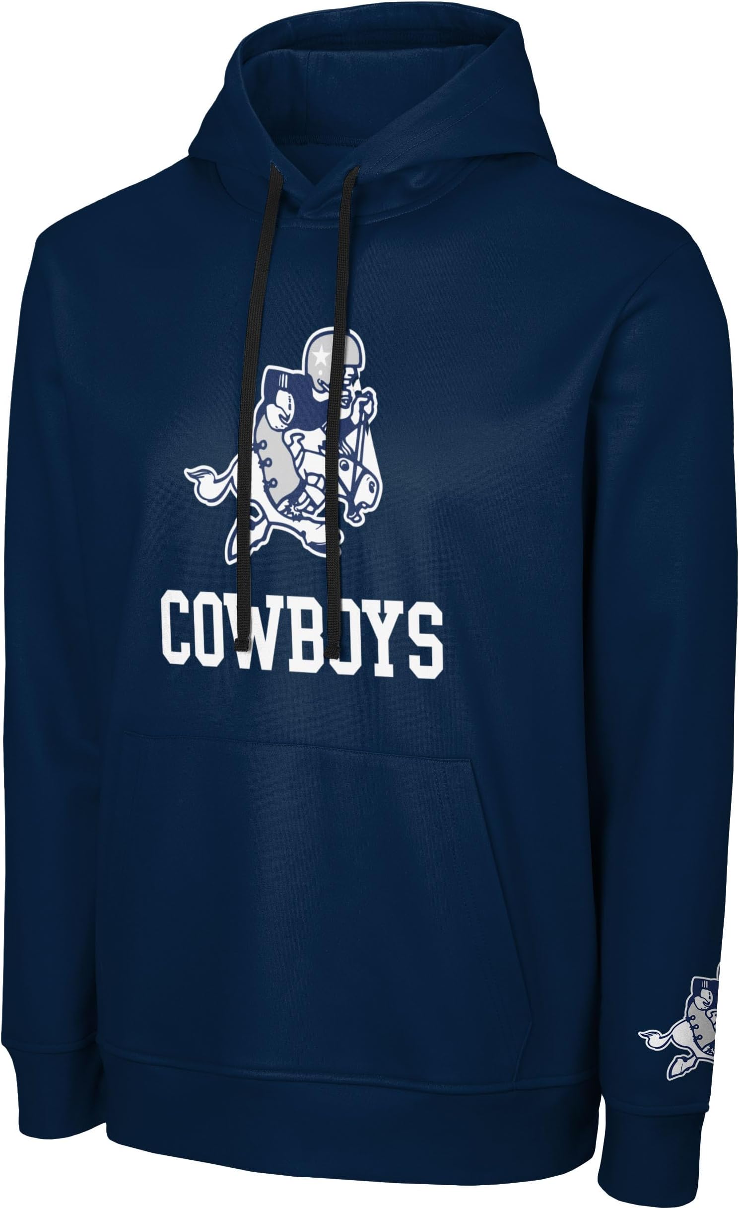 NFL Men's Official Throwback Retro Primary Logo Wordmark Polyester Pullover Hoodie Sweatshirt