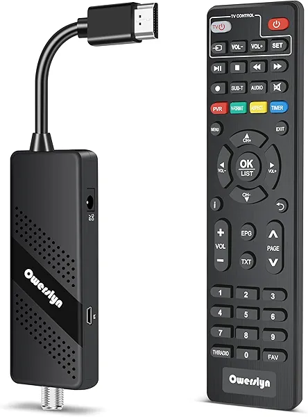 Digital Converter Box for TV, OWERSLYN 1080P Mini ATSC Tuner Box with TV Tuner, TV Program Recording & Playback, USB Media Player, HDMI/AV Output, 3RCA Cables, Set Top Box, 2-in-1 Remote