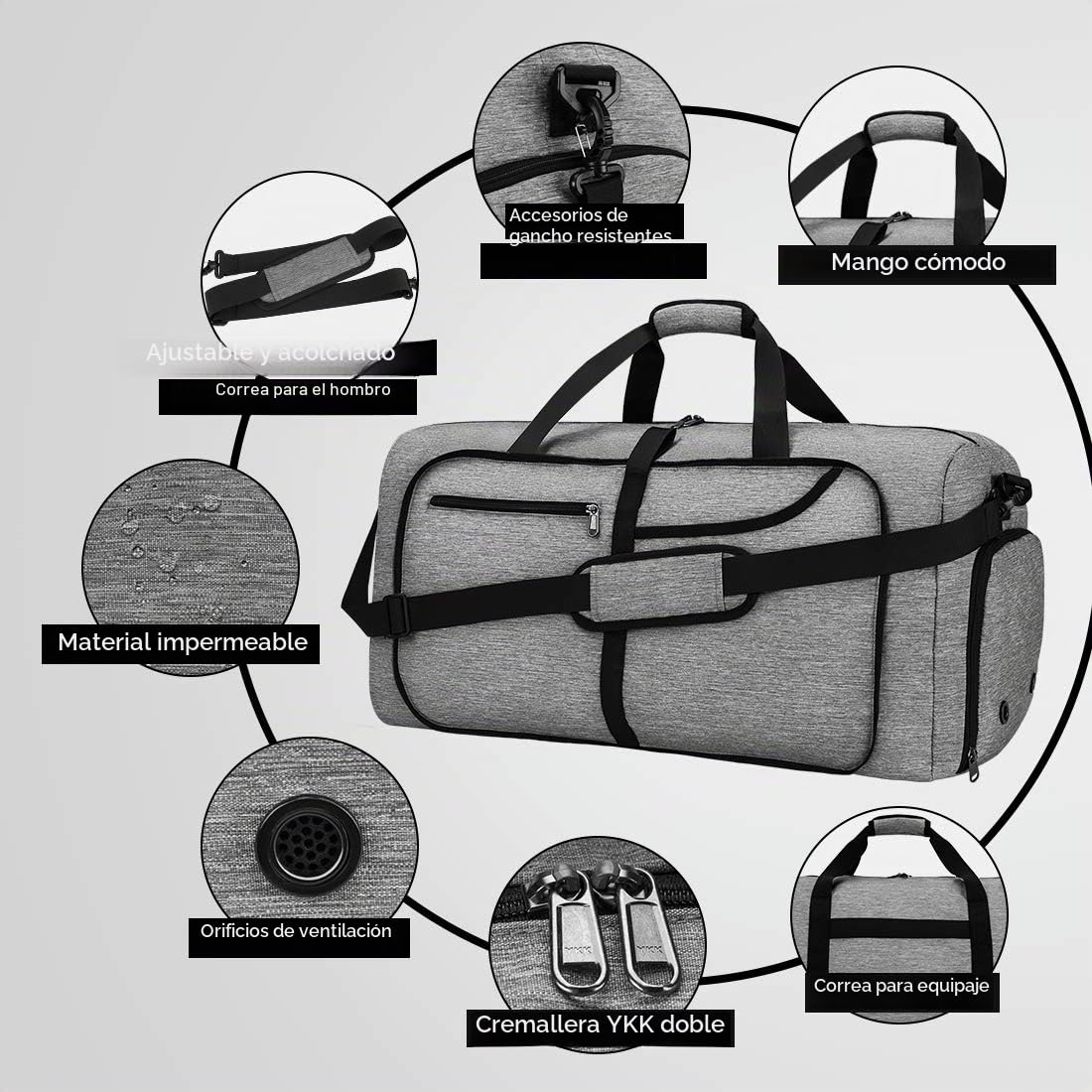 NEWHEY - Bolsa de Viaje Plegable para Hombre, Resistente al Agua, Grande, Ligera, para Camping, Senderismo, Plegable, 65 L, 80 L, 100 L, 120 L