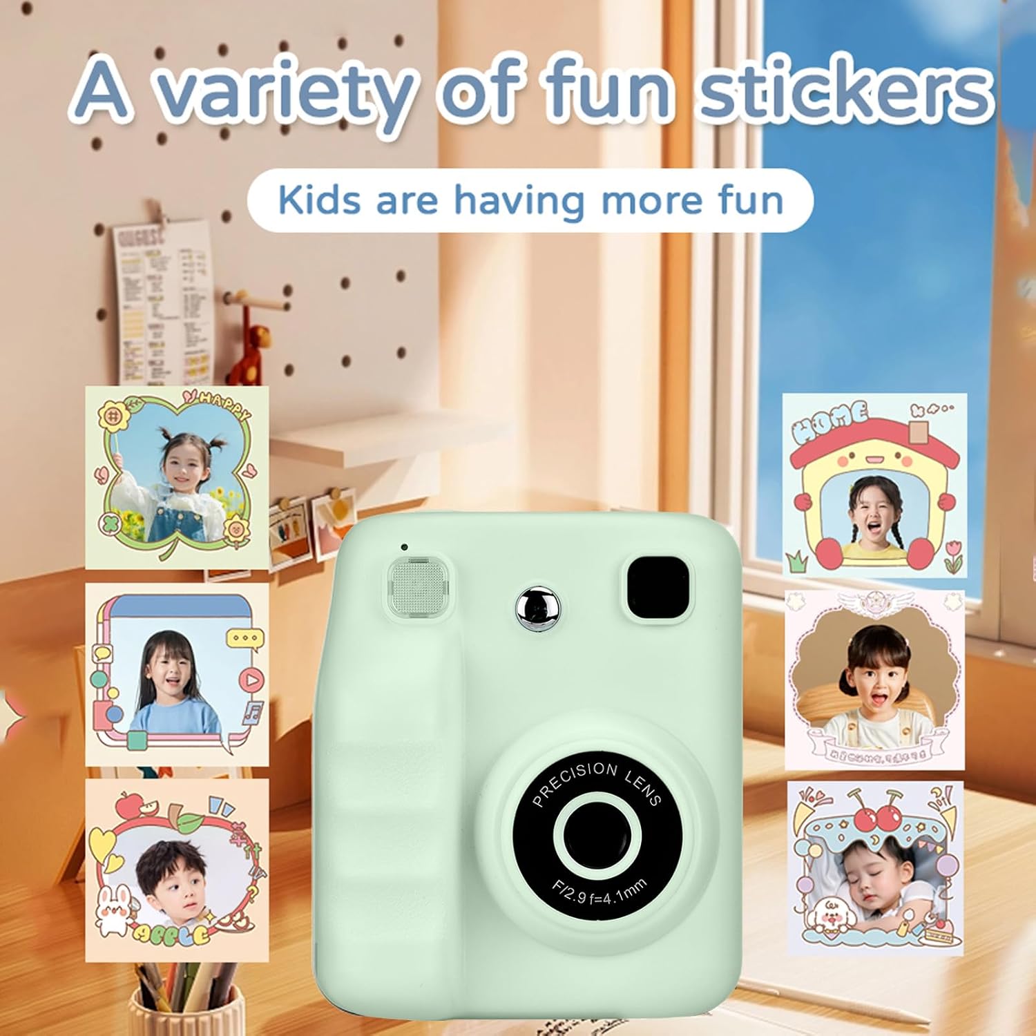Yoidesu Kids Instant Print Camera, 48MP 1080P FHD Digital Camera with Ink Free Printing, 2.4" Screen, 32GB & 1300mAh, Fun Gifts for Girls Boys 3 to 14 Years Old for Xmas Birthday (Green)