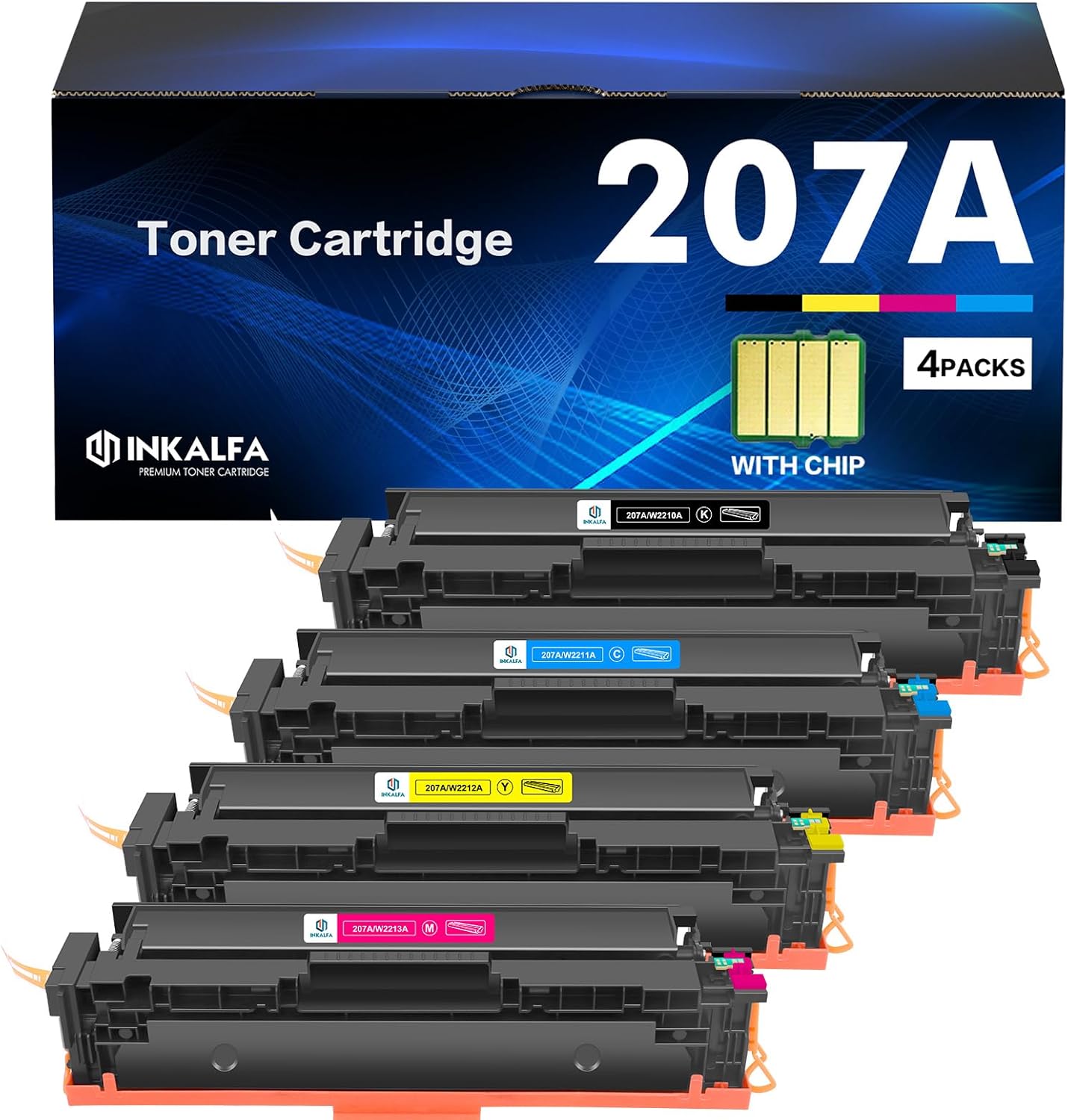 207A 207X MFP M283fdw Toner: Kompatible für HP 207A 207X M255dw Color LaserJet Pro MFP M283fdw Toner Schwarz M282nw M283fdn M255nw W2210A W2211A W2212A W2213A Cyan Gelb Magenta Mit Chip Multipack