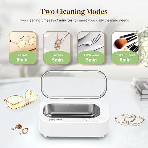 Miniatura 4 de Limpiador ultrasónico de joyas de 11.8 fl oz, 47 KHz portátil profesional para el hogar, máquina de limpieza ultrasónica para joyas, gafas, relojes,
