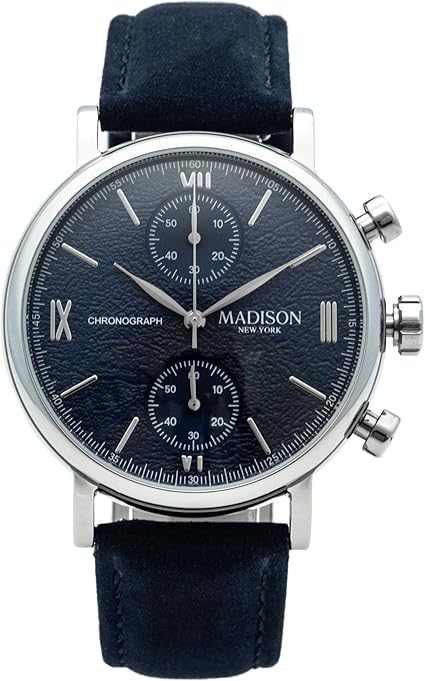 マディソンにゅーヨーク手巻き時計 ローマ数字文字盤 スターレザー