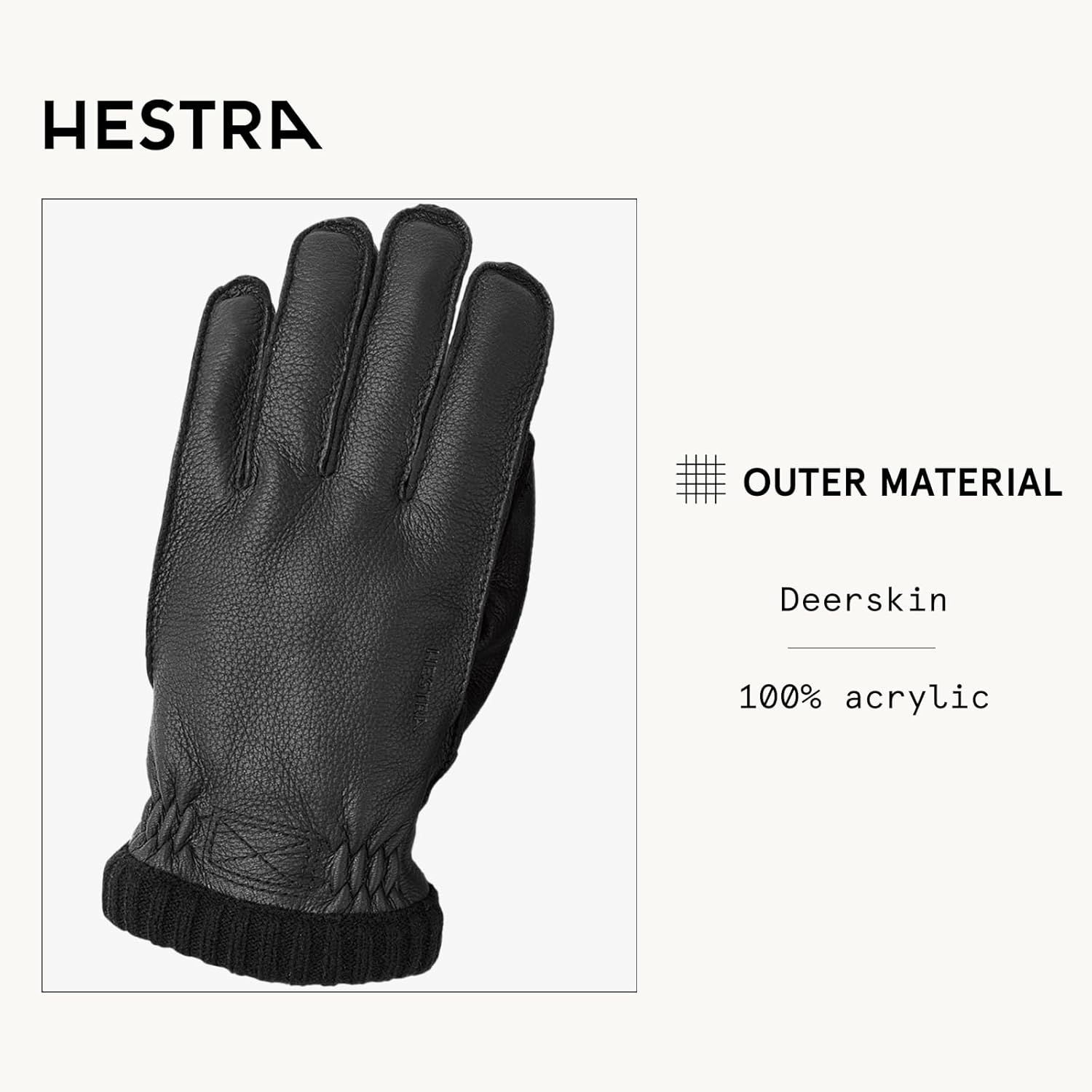 Hestra Deerskin Primaloft Rib Glove, Insulated Leather Glove for Work & Everyday Use - Image 3