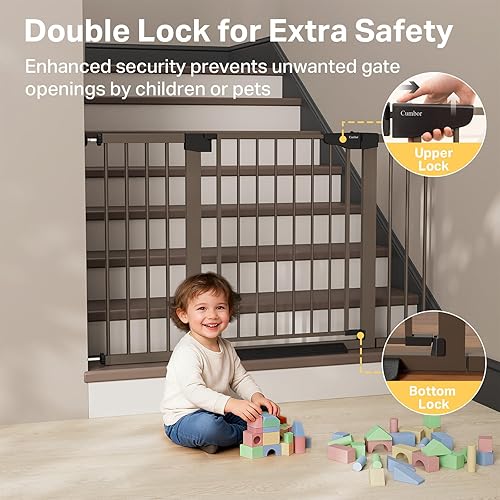 Miniatura 3 de Cumbor Puerta extra ancha para bebés de 29.7 a 51.5 pulgadas para escaleras, puertas para perros montadas a presión para puertas y pasillos, cierre