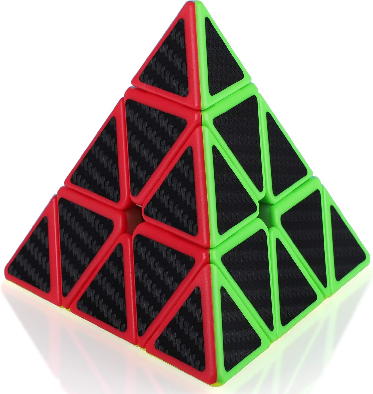TOYESS3x3 Pyraminx Carbon Fibre Magic Cube, 3x3x3 Pyramid Triangle Puzzle Cube Brain Teasers Toys Christmas Stocking Fillers for Kids & Adults