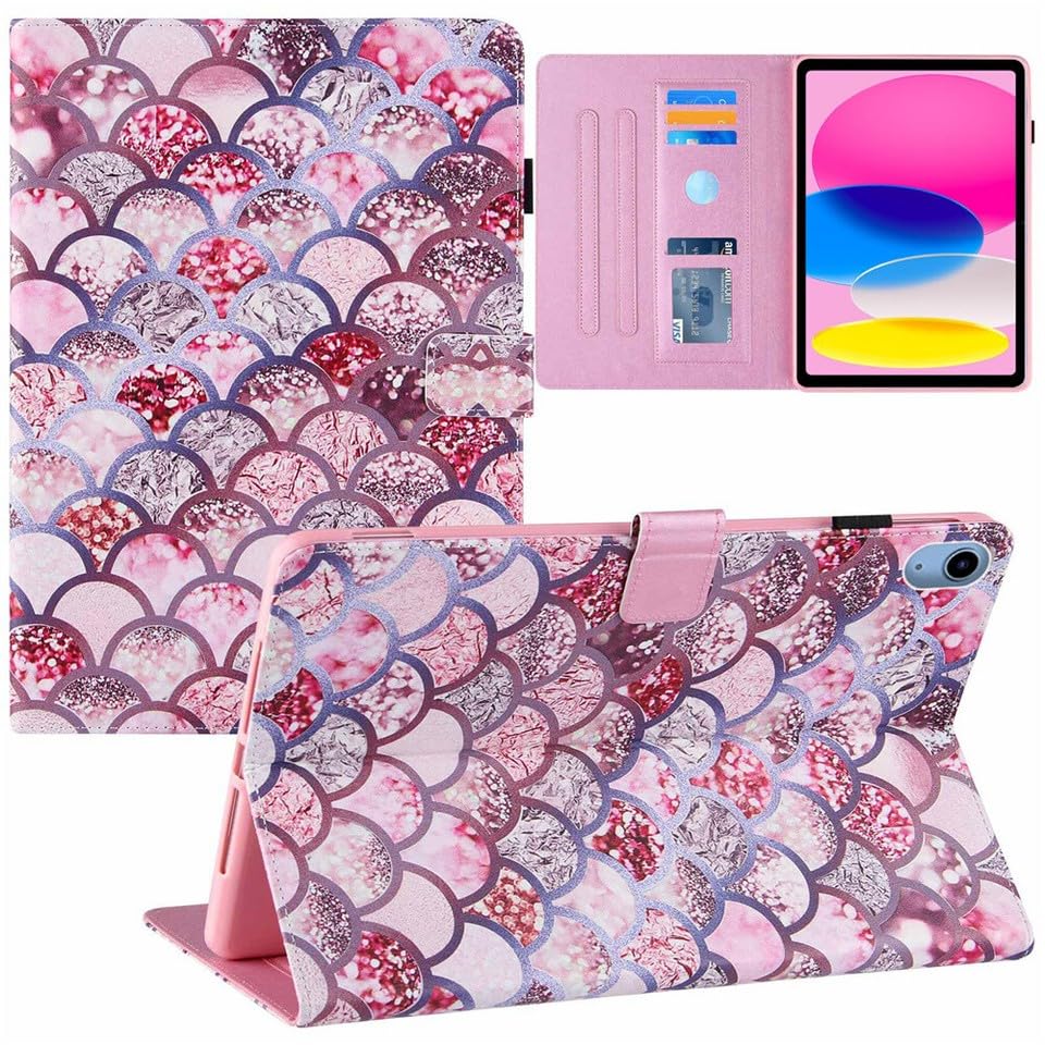 Étui iPad Air 10.5 2019 à motif écailles roses pour le bureau