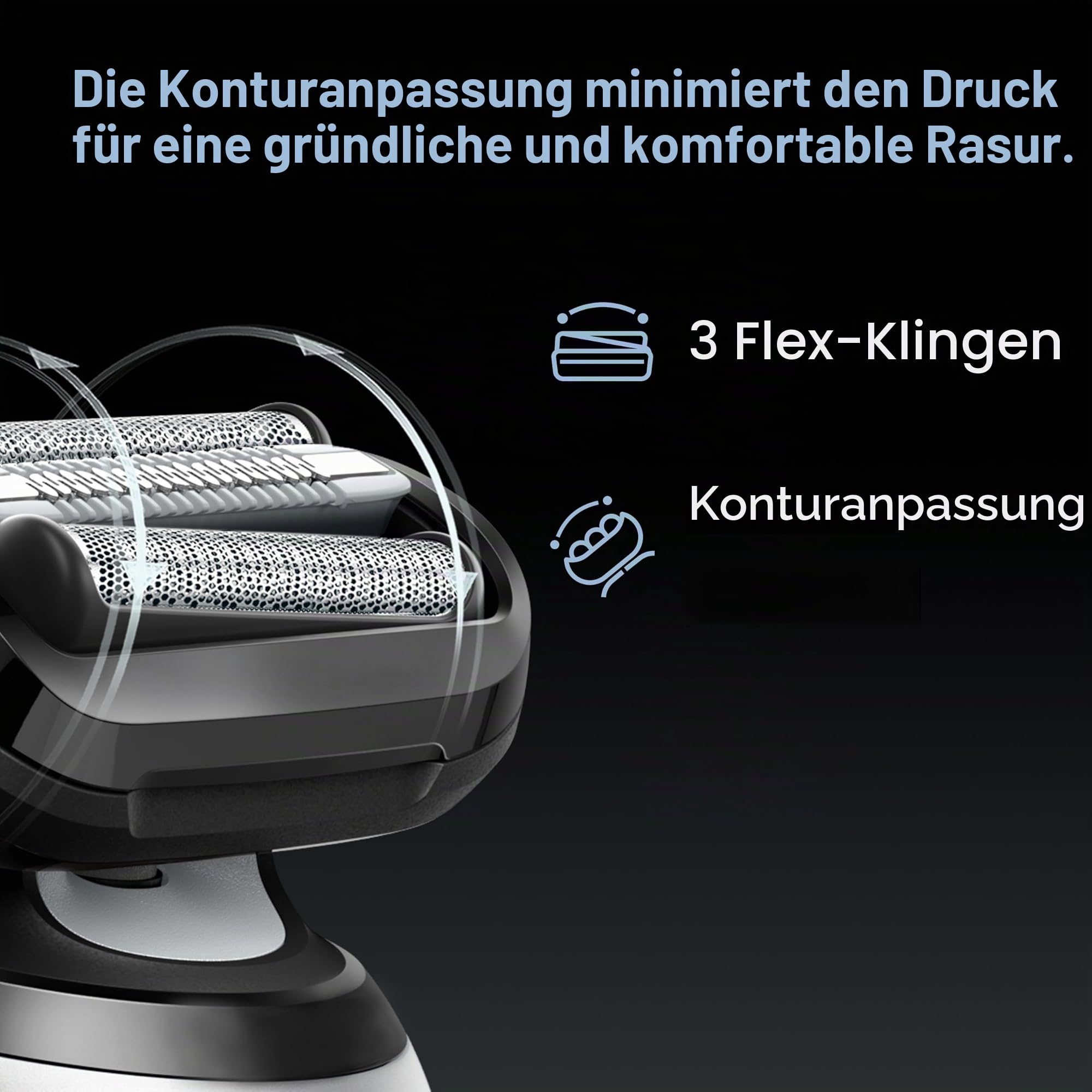 Braun Series 6 Elektrorasierer Ersatzkopf mit empfindlichem Skinguard, Befestigen Sie einfach Ihren Rasierkopf, kompatibel mit Rasierern der neuen Generation der Serie 6, 64B, Schwarz