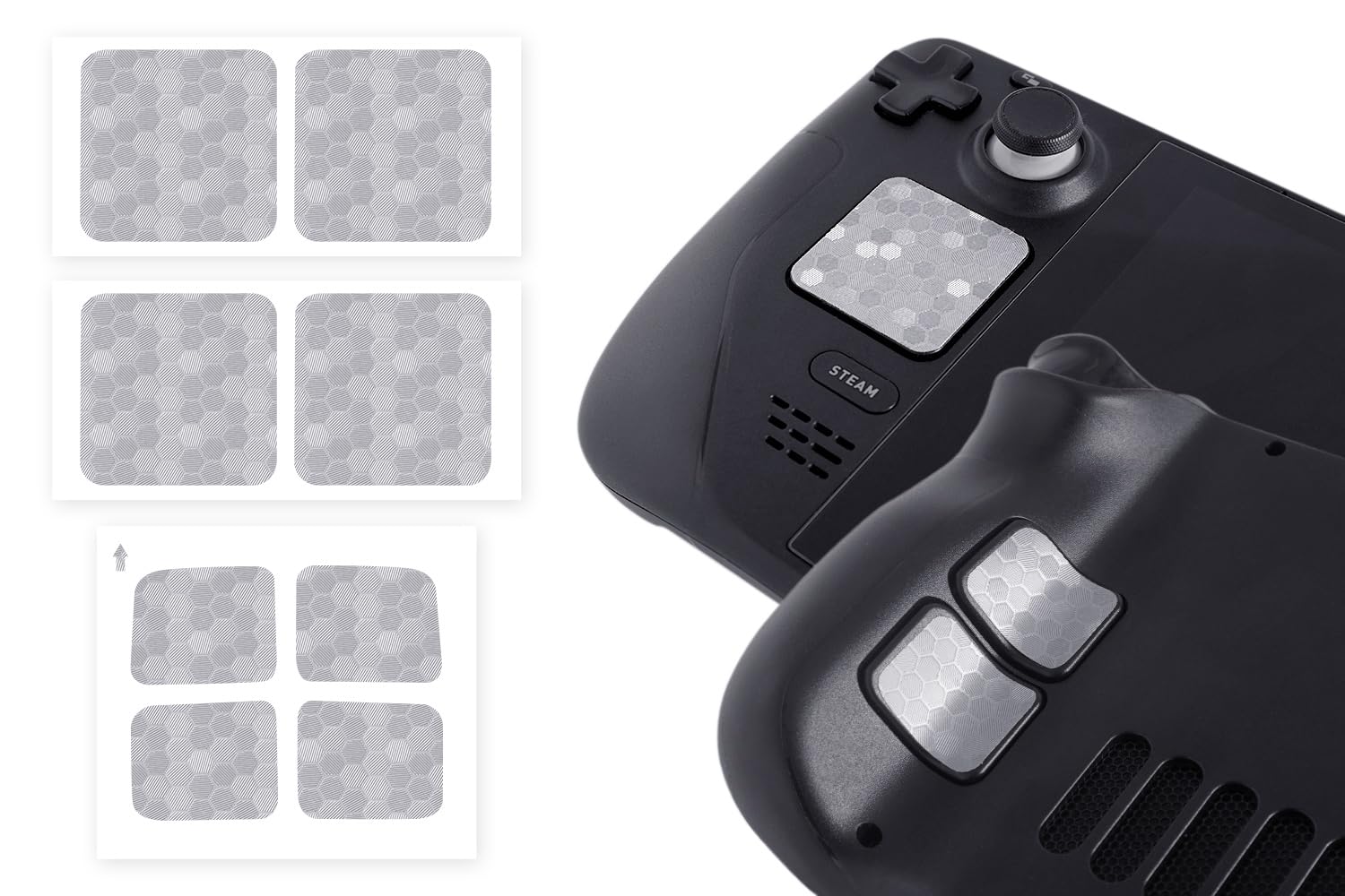 TALONGAMES Touchpad Protector Compatible with Steam Deck Touch Trackpad (Trackpads Protector + 4 Keys Protector, Honeycomb Hex - Grey)