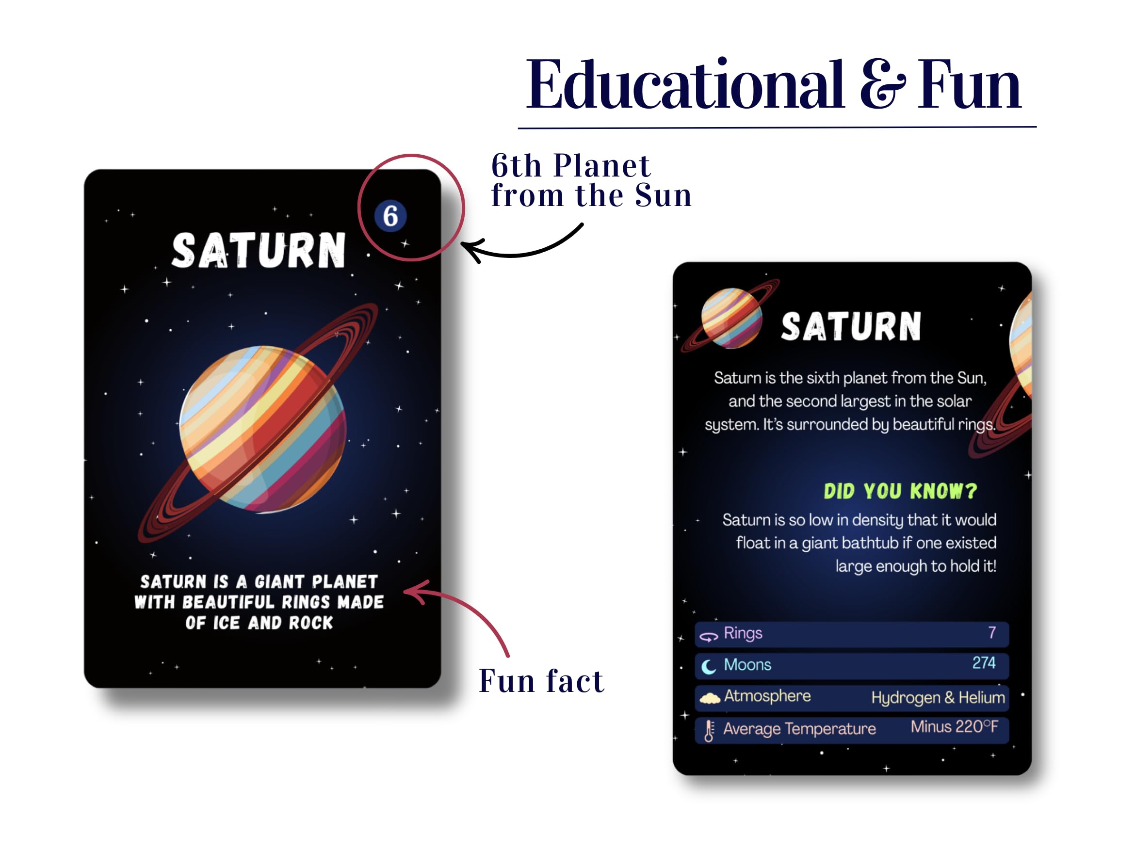 Solar System Flash Cards Educational Teaching Science Children Kids, Planets Solar System Cards, Fun Facts - Image 3