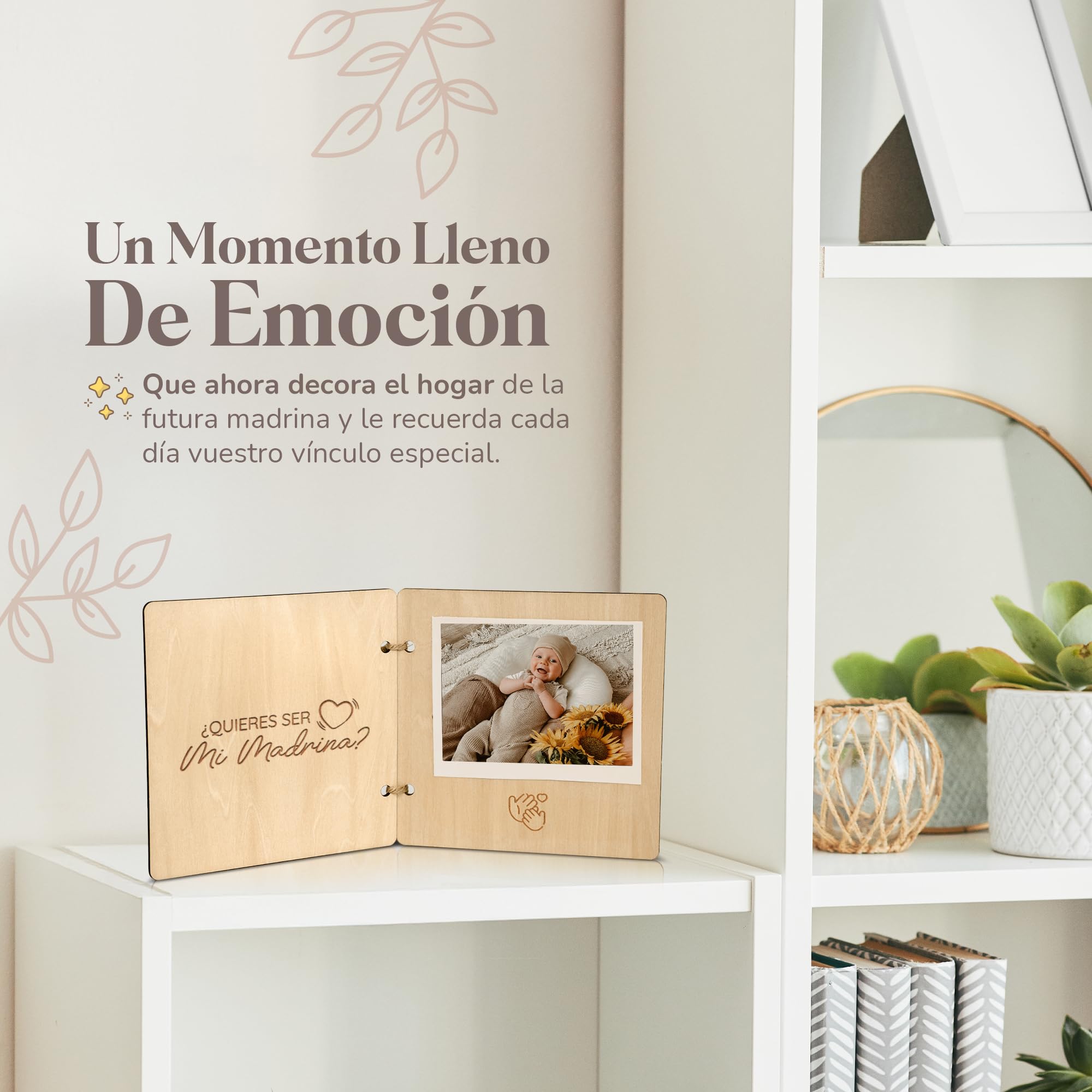 Quieres ser mi madrina de bautizo? Quieres ser mi padrino? - Regalo padrinos bautizo - Padrinos bautizo propuesta en librito de madera con espacio para foto de tu bebé | Mikito