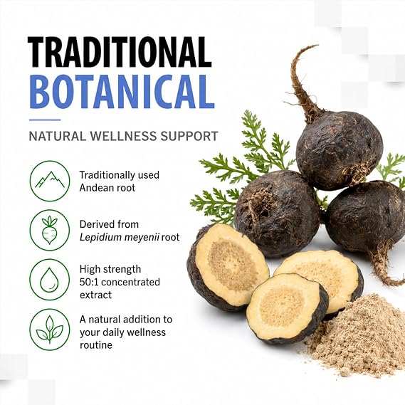 Hepatica Black Maca (Lepidium Meyenii) 35,000mg Equivalent | Ultra High Strength 700mg 50:1 Root Extract | 90 Vegan Capsules | 3-Month Supply | 3rd Party Lab Tested