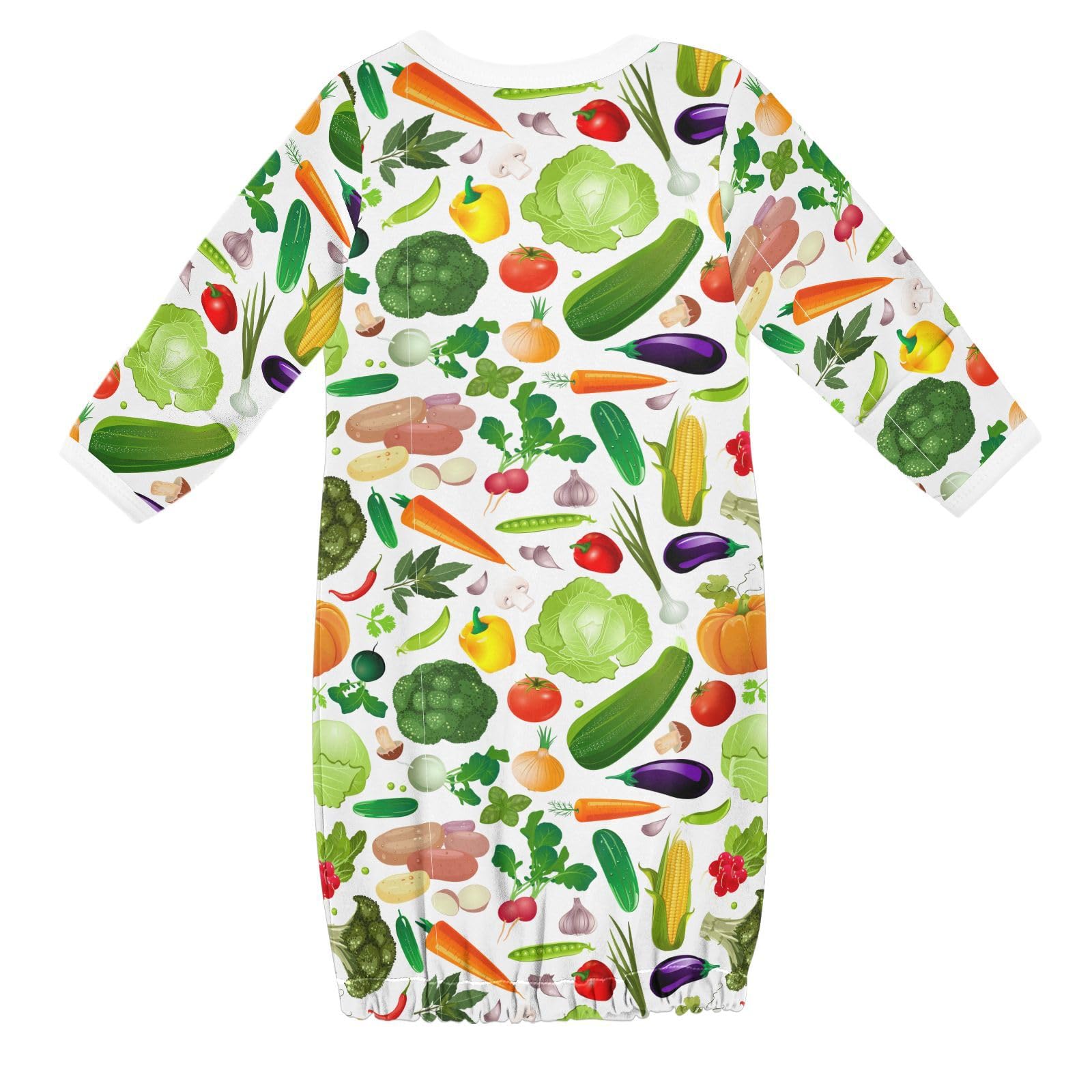 WIFIU Colorful Fresh Vegetables Baby Girls Boys Sleeper Gown Cotton Nightgown Long Sleeve, Baby Nightdress Sleeping Clothes for Newborn 0-3 Months Multicolor