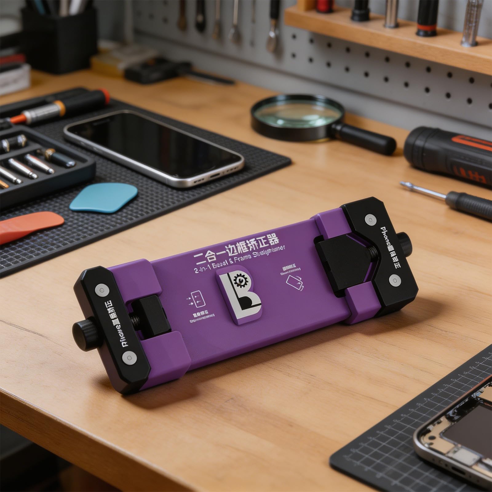 Alisador de marco de aluminio para smartphones y tabletas con mecanismo de sujeción seguro, herramienta de restauración de marco móvil