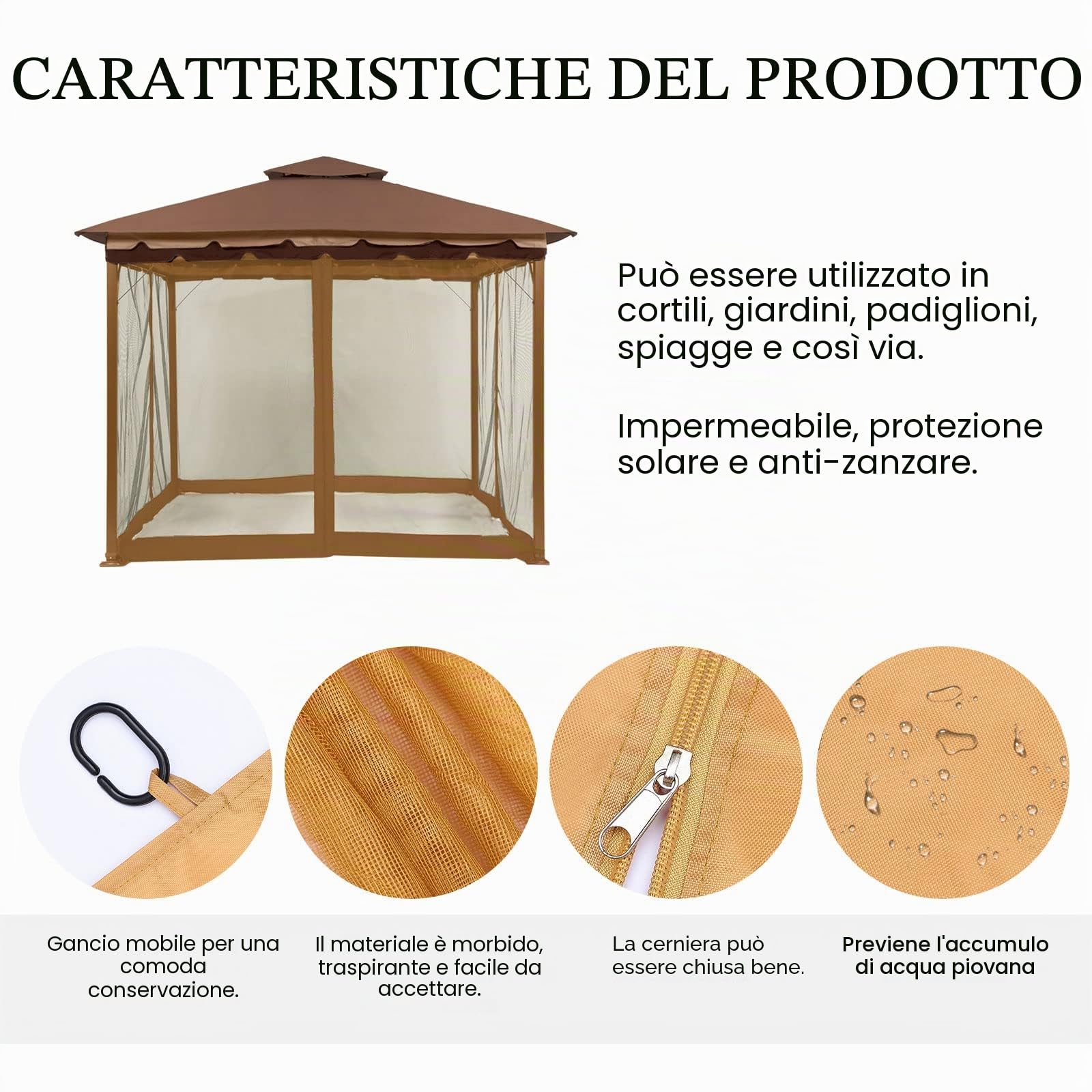 BestAlice Zanzariera con Cerniera per Tenda da Campeggio con Zanzariera per Gazebo da Patio e Tenda per Campeggio All'aperto e Giardino(B-300x300x220 cm)