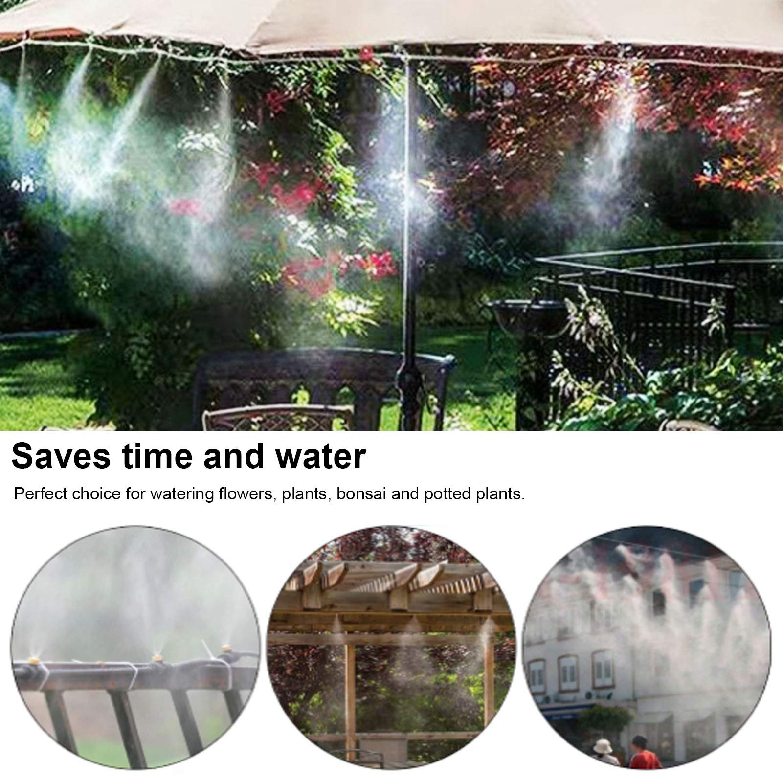 FLEXMAN Kit di Irrigazione a Goccia 19M, Kit di Irrigazione per Piante con Nebulizzazione da Patio, Kit di Irrigazione da Giardino con Testa Irrigatore in Ottone a Bassa Pressione