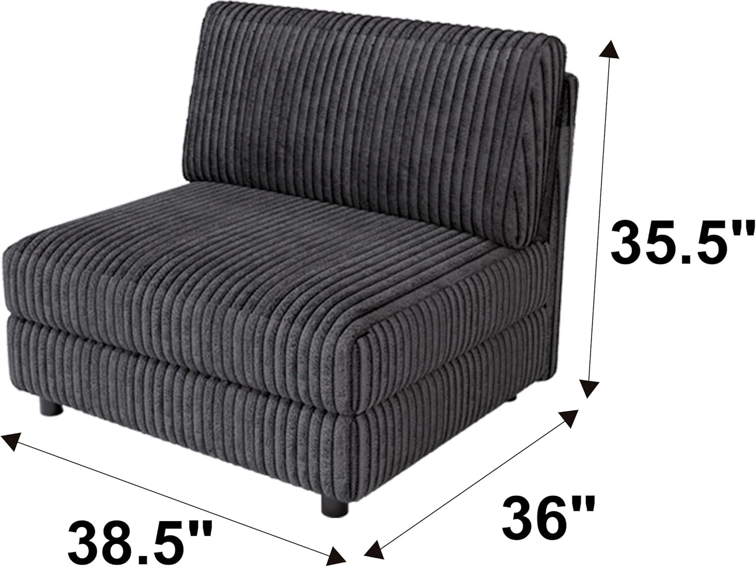 WEUP Middle Seat Module, Plush Corduroy Dark Grey