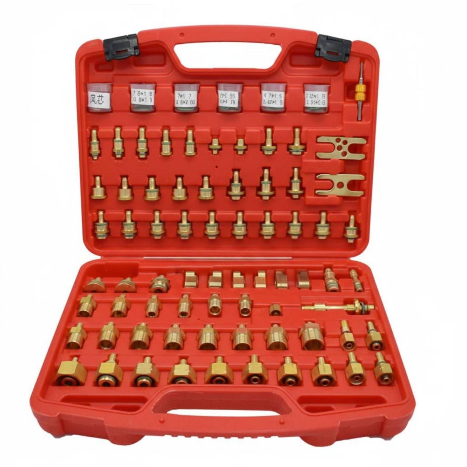 Harilla Rilevatore Perdite Kit Strumento Condizionatore Test Adattatore Sigillante Ottone Box Portatile Adatto per Officina Tecnici Individuazione Perdite Manutenzione