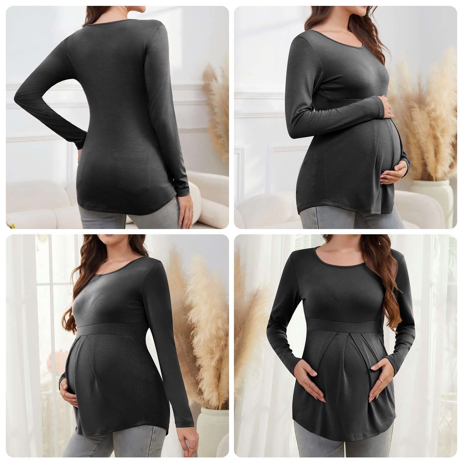 Damen Frohe Weihnachten T-Shirts Spleißen Niedlich Weihnachten Hirsch Druck Langarm Crewneck Tees Tops