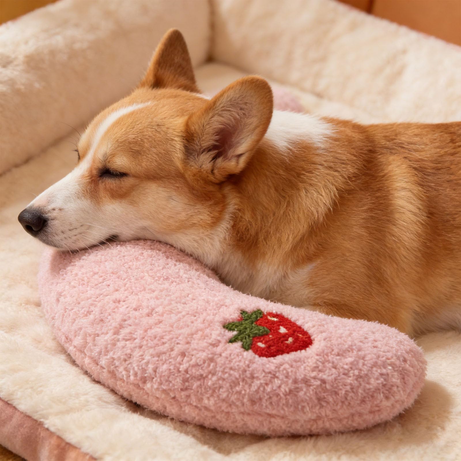 Cuscino per gatti a forma di U supporto per collo rosa bianco blu