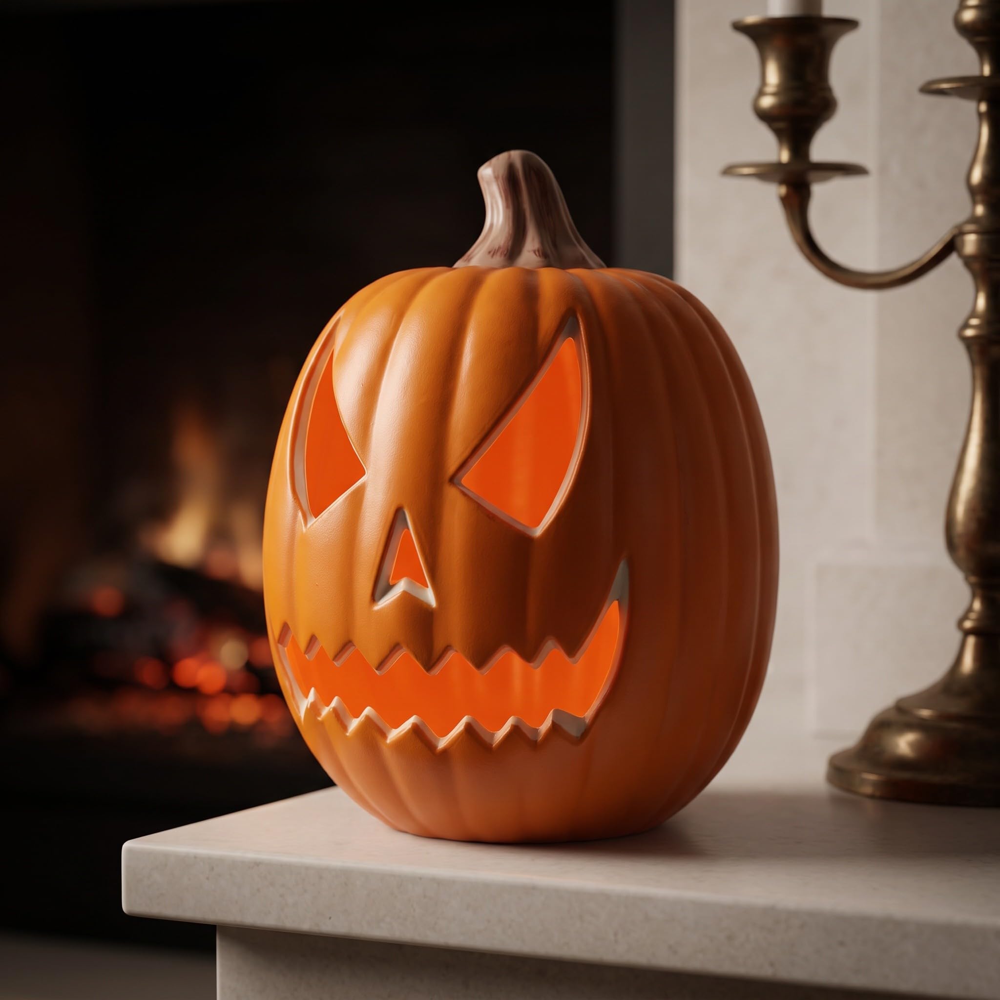 OSALADI Latarnia dyniowa na Halloween - Jack-O Lantern z diodami LED | Plastikowy lampion w kształcie dyni na Halloween, dekoracja okienna, bez baterii, 11,8 x 8,7 x 8,7 cala