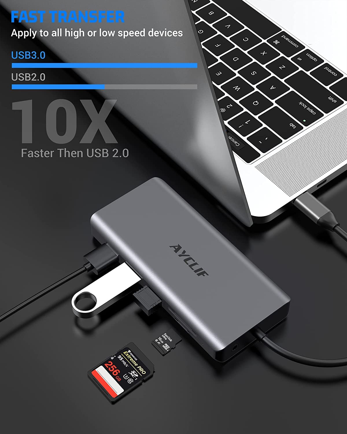 12 in 1 Docking Station, AYCLIF USB C Hub Quadruple Display Thunderbolt 4 Dock (4K Dual HDMI,VGA,Ethernet,USB 3.0,PD 3.0,SD/TF Slots,Audio) Laptop Docking Station