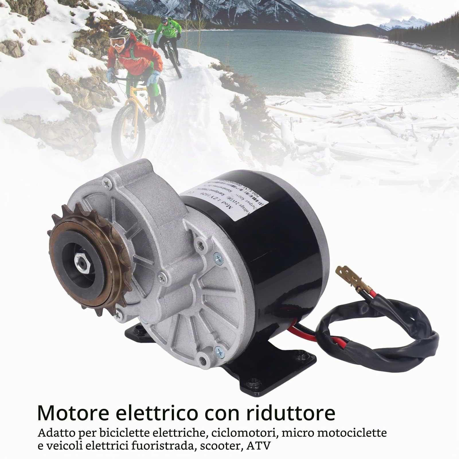 BuyWeek Motore Elettrico Spazzolato Motoriduttore con Riduzione Dell'ingranaggio 24V 500W a 16 Denti Due Stadi per Scooter Elettrico