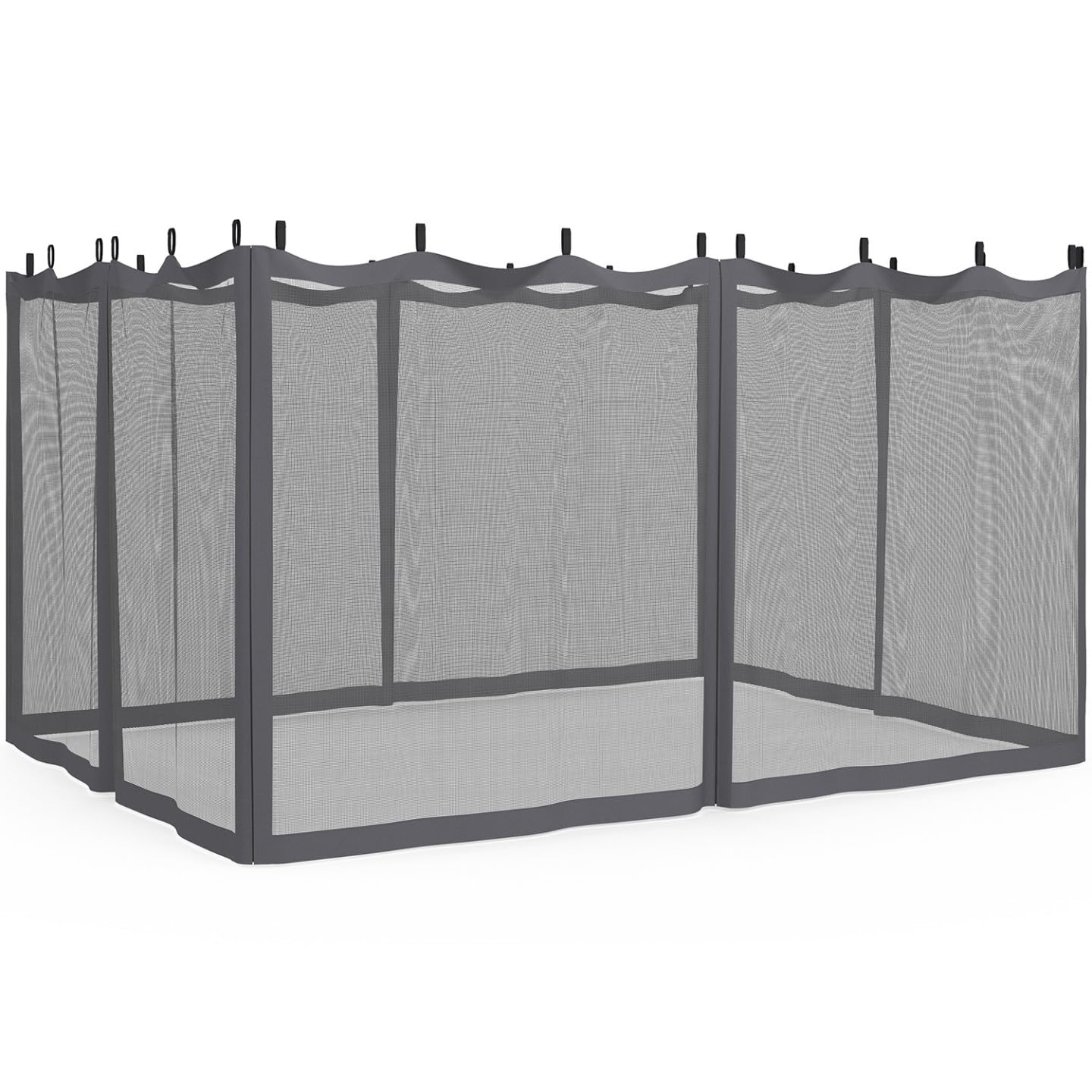 IDMarket - Set di 4 zanzariere 3x4 Grigie con Cerniera per pergola + Ganci