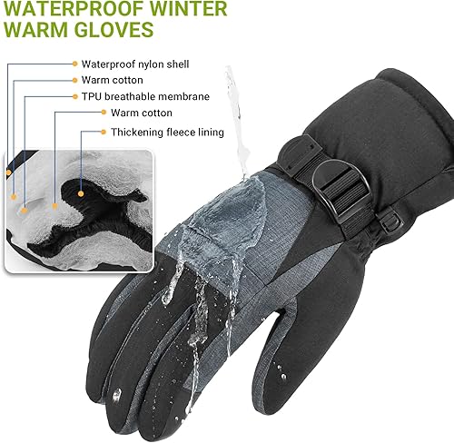 Miniatura 2 de ATEPA AA221 - Guantes de esquí para hombre, guantes térmicos de snowboard para mujer, color negro, AA221